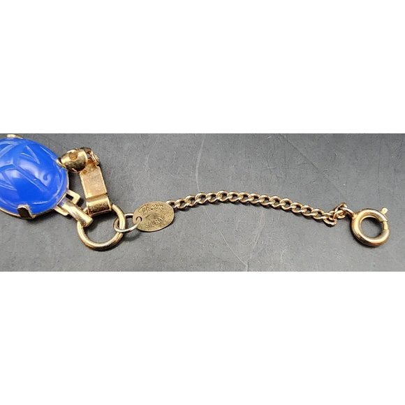 Vintage Carved Multi Color Scarab Stones Gold Tone Egyptian Bracelet Thorn JLRY - Picture 7 of 9